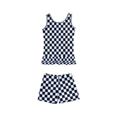 Black And White Checkerboard Background Board Checker Kids  Boyleg Swimsuit by Amaryn4rt