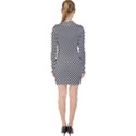 Black And White Checkerboard Background Board Checker V-neck Bodycon Long Sleeve Dress View2