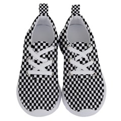 Black And White Checkerboard Background Board Checker Running Shoes by Amaryn4rt