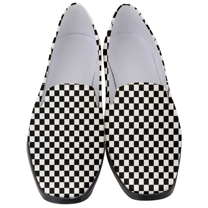 Black And White Checkerboard Background Board Checker Women s Classic Loafer Heels