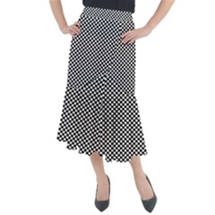 Black And White Checkerboard Background Board Checker Midi Mermaid Skirt by Amaryn4rt