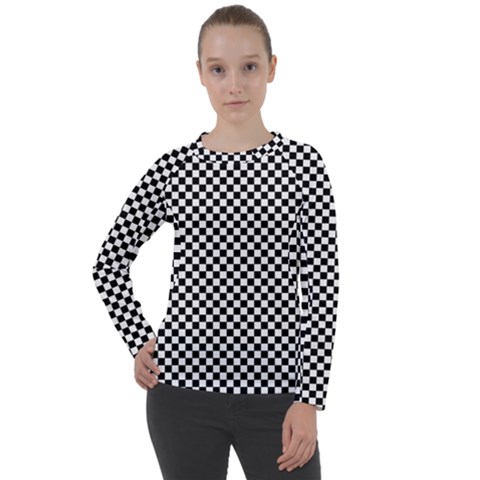 Black And White Checkerboard Background Board Checker Women s Long Sleeve Raglan Tee by Amaryn4rt