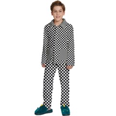 Black And White Checkerboard Background Board Checker Kids  Long Sleeve Velvet Pajamas Set by Amaryn4rt