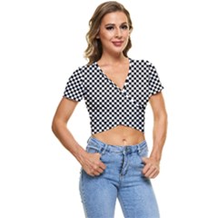 Black And White Checkerboard Background Board Checker Short Sleeve Foldover Tee by Amaryn4rt