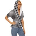 Black And White Checkerboard Background Board Checker Lightweight Drawstring Hooded Top View3