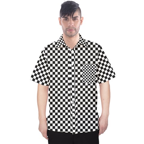 Black And White Checkerboard Background Board Checker Men s Hawaii Shirt by Amaryn4rt