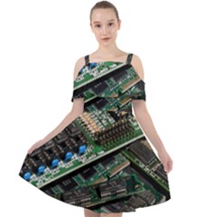 Computer Ram Tech - Cut Out Shoulders Chiffon Dress by Amaryn4rt