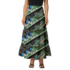 Computer Ram Tech - Tiered Ruffle Maxi Skirt by Amaryn4rt