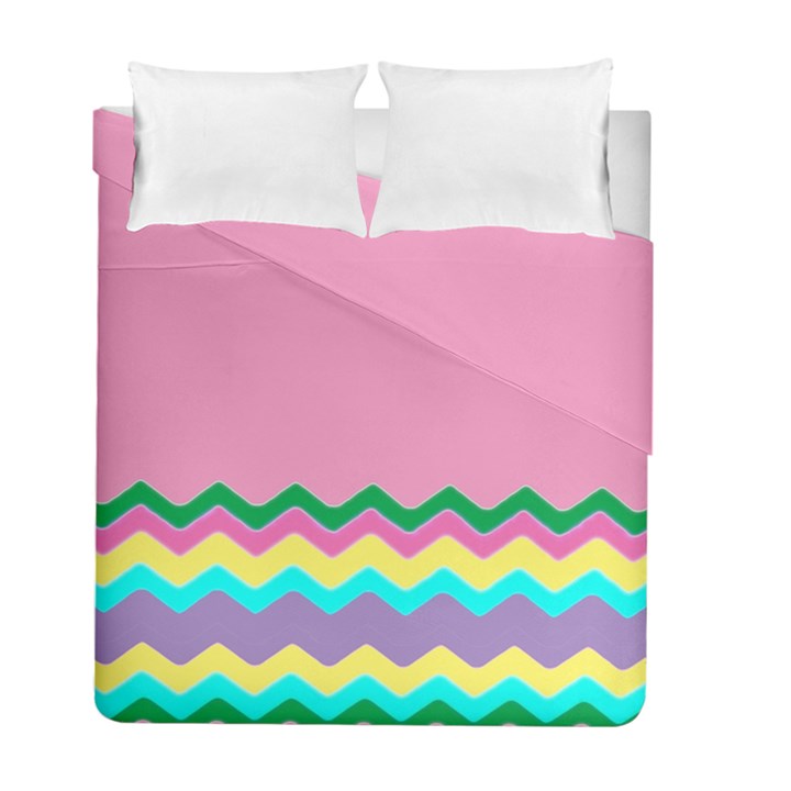 Easter Chevron Pattern Stripes Duvet Cover Double Side (Full/ Double Size)