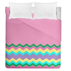 Easter Chevron Pattern Stripes Duvet Cover Double Side (queen Size) by Amaryn4rt