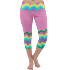 Easter Chevron Pattern Stripes Capri Yoga Leggings by Amaryn4rt