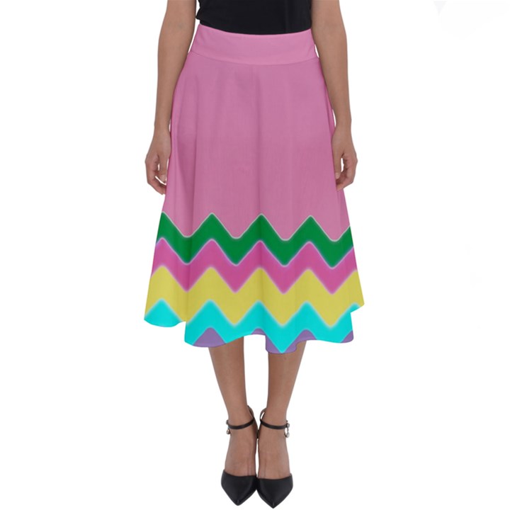 Easter Chevron Pattern Stripes Perfect Length Midi Skirt