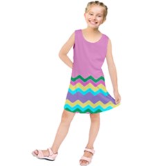 Easter Chevron Pattern Stripes Kids  Tunic Dress by Amaryn4rt