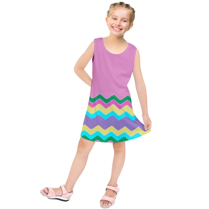 Easter Chevron Pattern Stripes Kids  Tunic Dress