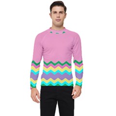 Easter Chevron Pattern Stripes Men s Long Sleeve Rash Guard by Amaryn4rt