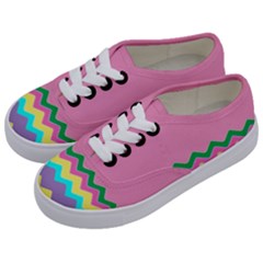 Easter Chevron Pattern Stripes Kids  Classic Low Top Sneakers by Amaryn4rt