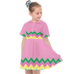 Easter Chevron Pattern Stripes Kids  Sailor Dress by Amaryn4rt