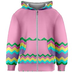 Easter Chevron Pattern Stripes Kids  Zipper Hoodie Without Drawstring by Amaryn4rt