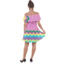 Easter Chevron Pattern Stripes Off Shoulder Velour Dress View2