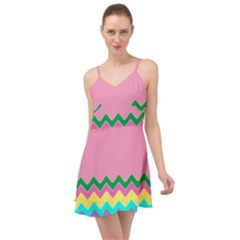 Easter Chevron Pattern Stripes Summer Time Chiffon Dress by Amaryn4rt