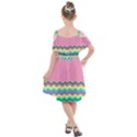 Easter Chevron Pattern Stripes Kids  Cut Out Shoulders Chiffon Dress View2