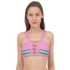 Easter Chevron Pattern Stripes Cage Up Bikini Top by Amaryn4rt