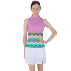 Easter Chevron Pattern Stripes Women s Sleeveless Polo Tee by Amaryn4rt