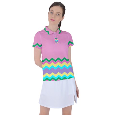 Easter Chevron Pattern Stripes Women s Polo Tee by Amaryn4rt