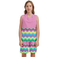 Easter Chevron Pattern Stripes Kids  Basketball Mesh Set by Amaryn4rt