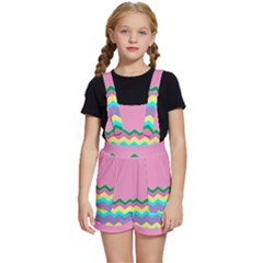 Easter Chevron Pattern Stripes Kids  Short Overalls by Amaryn4rt