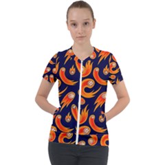 Space Patterns Pattern Short Sleeve Zip Up Jacket by Amaryn4rt