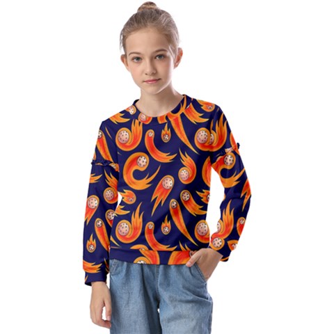 Space Patterns Pattern Kids  Long Sleeve Tee With Frill  by Amaryn4rt