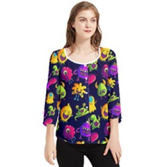 Space Patterns Chiffon Quarter Sleeve Blouse by Amaryn4rt