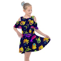 Space Patterns Kids  Shoulder Cutout Chiffon Dress by Amaryn4rt