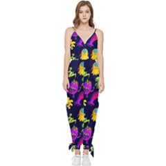 Space Patterns Sleeveless Tie Ankle Chiffon Jumpsuit by Amaryn4rt