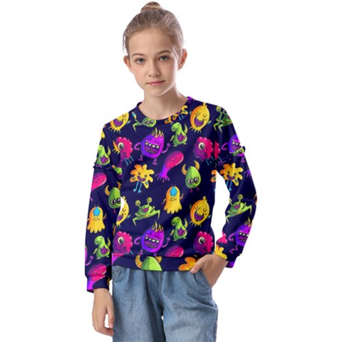 Space Patterns Kids  Long Sleeve Tee With Frill  by Amaryn4rt