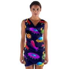 Space Pattern Wrap Front Bodycon Dress by Amaryn4rt