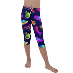 Space Pattern Kids  Lightweight Velour Capri Leggings  by Amaryn4rt