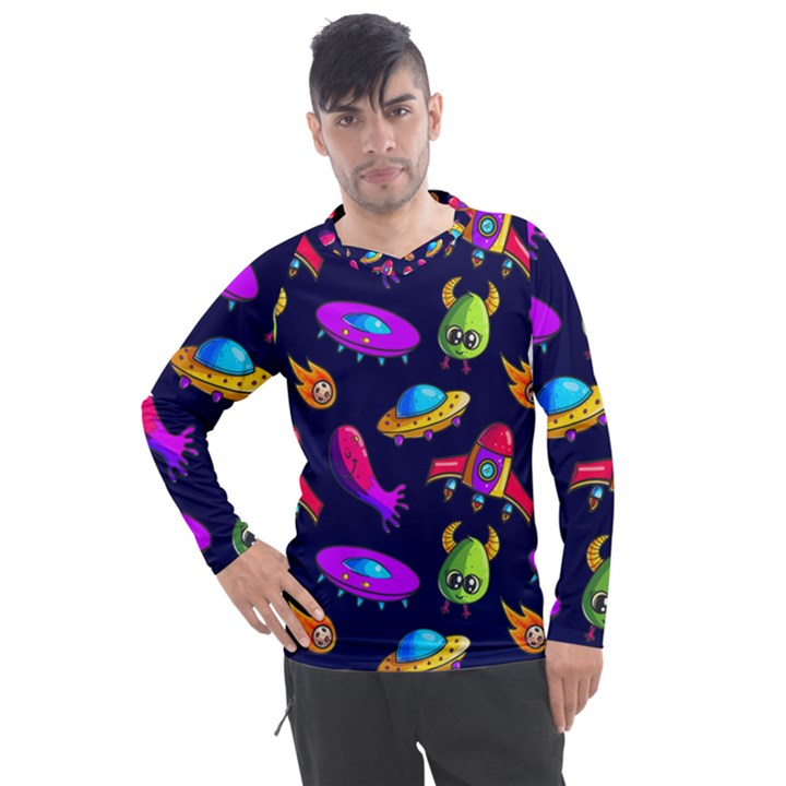 Space Pattern Men s Pique Long Sleeve Tee