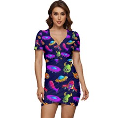 Space Pattern Low Cut Cap Sleeve Mini Dress by Amaryn4rt