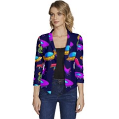 Space Pattern Women s Casual 3/4 Sleeve Spring Jacket by Amaryn4rt