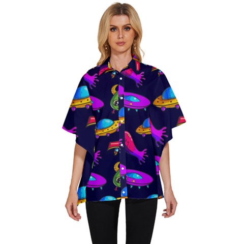 Space Pattern Women s Batwing Button Up Shirt by Amaryn4rt