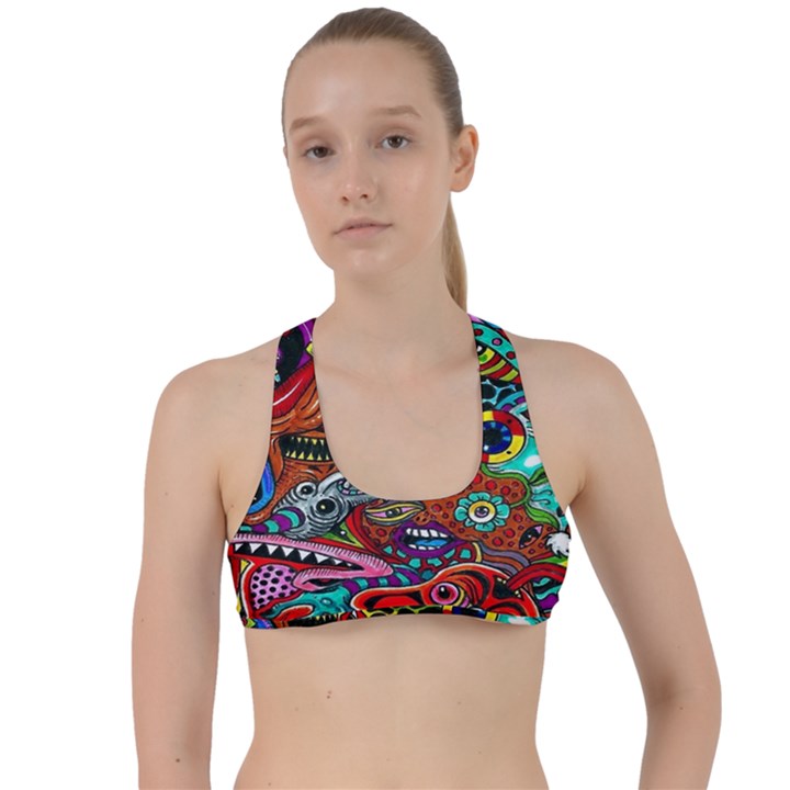 Vector Art Pattern - Criss Cross Racerback Sports Bra