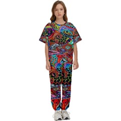 Vector Art Pattern - Kids  Tee And Pants Sports Set by Amaryn4rt