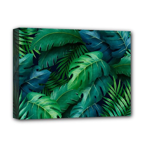 Tropical Green Leaves Background Deluxe Canvas 16  X 12  (stretched)  by Amaryn4rt