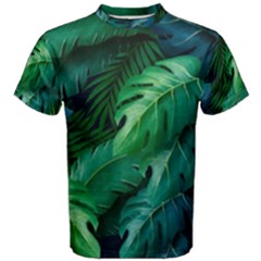 Tropical Green Leaves Background Men s Cotton Tee by Amaryn4rt