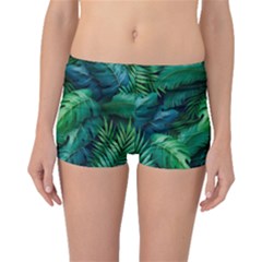 Tropical Green Leaves Background Boyleg Bikini Bottoms by Amaryn4rt