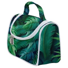 Tropical Green Leaves Background Satchel Handbag by Amaryn4rt