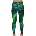 Tropical Green Leaves Background Lightweight Velour Classic Yoga Leggings View1