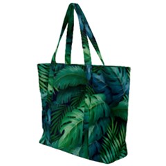 Tropical Green Leaves Background Zip Up Canvas Bag by Amaryn4rt